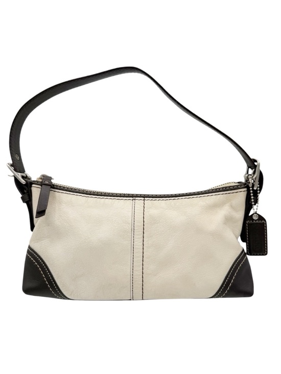Coach Handbags - Coach 2007 Hamptons Cream Brown Leather Demi Baguette Mini Shoulder Bag F11195